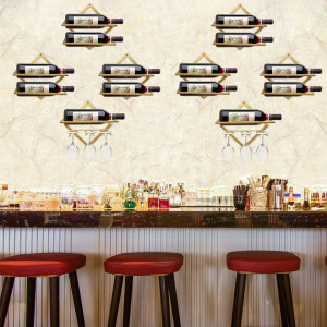Set de 2 suporturi pentru sticlele de vin MERYSAN, metal, auriu, 26 x 25 cm / 25,8 x 25,8 cm - Img 5