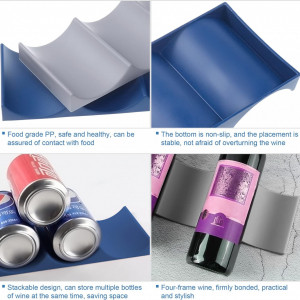 Set de 2 suporturi pentru sticlele de vin Yhskjcd, polipropilena, albastru/gri, 29,3 x 9 ,9 x 2,2 cm - Img 4
