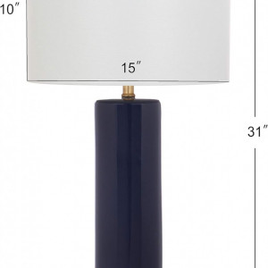 Set de 2 veioze Ebern Designs, ceramica/metal/textil, albastru inchis/auriu/alb, 78,4 x 38,1 cm