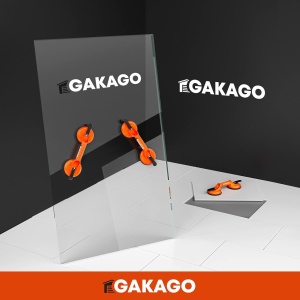 Set de 2 ventuze pentru placi Gakago, plastic/aluminiu/cauciuc, portocaliu/negru, 32,5 x 12 cm