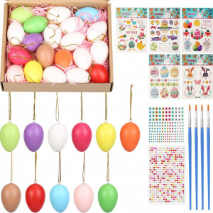 Set de 20 oua pentru Paste LOPOTIN, cu 600 stickere/strasuri, plastic, multicolor, 4,15 x 6 cm