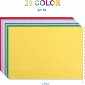 Set de 200 coli de hartie pentru artizanat Naler, multicolor, 210 x 297 mm - Img 7