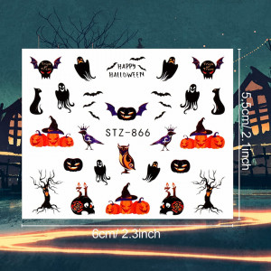 Set de 24 foi cu autocolante pentru unghii de Halloween, hartie/PVC, multicolor, 6 X 5,5 cm - Img 6