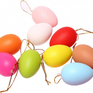 Set de 24 oua colorate pentru Paste Tzmy-Ue, plastic, multicolor, 6 x 4 cm - Img 1