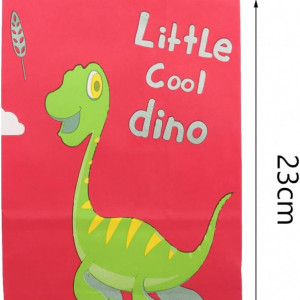 Set de 24 pungi pentru cadouri si 2 foi cu stikere Katoom, model dinozaur, hartie, multicolor, 23 X 13 cm