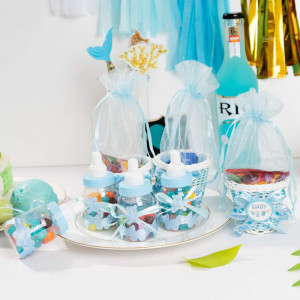 Set de 24 sticlute decorative pentru petrecere copii QILICZ, plastic, albastru, 4 x 9 cm 
