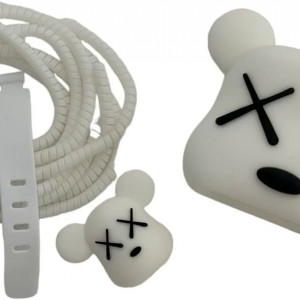 Set de 3 accesorii de protectie a cablului de incarcare Enzuis, PVC, negru/alb