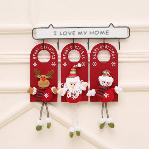 Set de 3 decoratiuni pentru usa de Craciun INCREWAY, textil, multicolor, 46 x 13,8 cm 