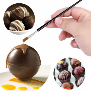 Set de 3 forme pentru ciocolata/prajituri cu un picurator si 2 pensule Winwild, silicon, maro, 29,5 x 17,5 x 3,3 cm