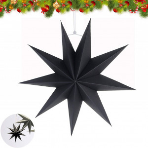 Set de 3 stele pentru Craciun Sunshine, negru, hartie, 30 x 30 cm