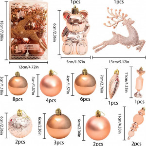 Set de 30 ornamente pentru brad Awonlate, PVC, rose - Img 7