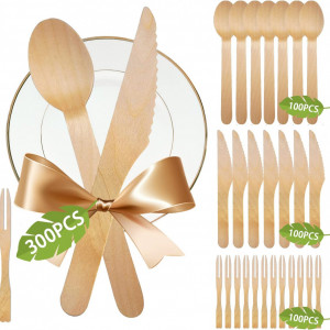 Set de 300 de tacamuri MEISHANG, lemn, natur, 9 -14 cm