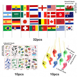 Set de 32 de steaguri cu 10 autocolante si 10 fluiere Formemory, multicolor, hartie/plastic - Img 8