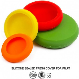 Set de 4 capace pentru depozitarea alimentelor FEIGO, silicon, multicolor - Img 6