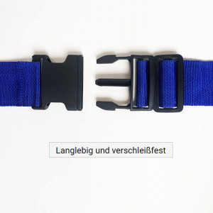 Set de 4 curele reglabile pentru bagaje si 3 etichete Sorzlluo, poliester/plastic, albastru/negru, 5 x 165 cm