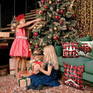 Set de 4 fete de perna pentru Craciun QETRABONE, multicolor, bumbac, 45 x 45 cm - Img 4