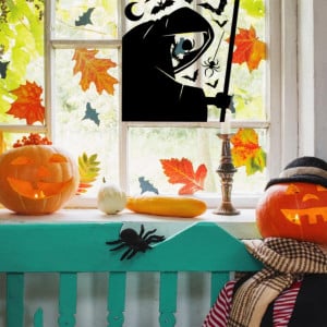 Set de 4 foi cu autocolante pentru Halloween Kiuiom, PVC, negru