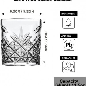 Set de 4 pahare de whisky SkySnow, sticla, transparent, 8,5 x 9 cm , 340 ml - Img 5