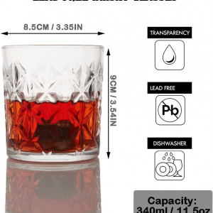 Set de 4 pahare pentru whisky SkySnow, sticla, transparent, 9 x 8,5 cm, 340 ml - Img 6