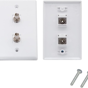 Set de 4 panouri cu 2 porturi pentru fibra optica cu adaptor FC SMF/MMF 10Gtek, plastic, alb/galben, 115 x 70 mm