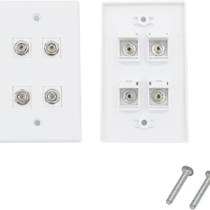 Set de 4 panouri cu 4 porturi pentru fibra optica cu adaptor FC SMF/MMF 10Gtek, plastic, alb/portocaliu