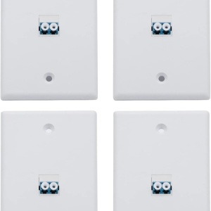 Set de 4 panouri cu un port pentru fibra optica cu adaptor duplex LC SMF/MMF 10Gtek, plastic, alb/albastru