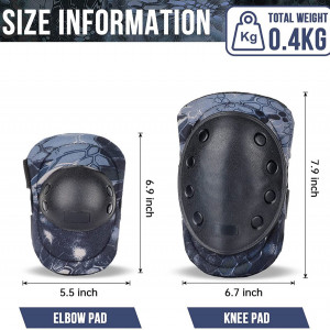 Set de 4 protectii coate/genunchi pentru ciclism BAIGIO, nailon/plastic/TPU, negru/camuflaj, - Img 7