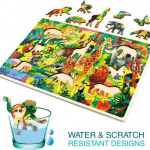 Set de 4 puzzle-uri cu 60 de piese Quokka, lemn, multicolor - Img 7