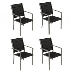 Set de 4 scaune de terasa Vreeland, metal, negre, 89 x 55 x 64 cm - Img 1