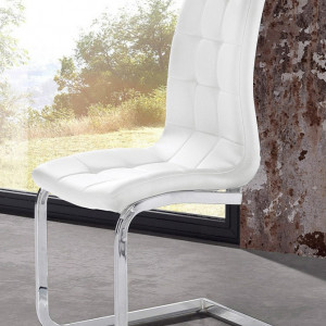 Set de 4 scaune LOLA din piele sintetica/metal, alb/argintiu, 52 x 54 x 101 cm - Img 8