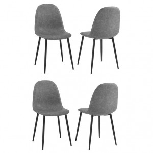 Set de 4 scaune Moody, tesătură / metal, gri/negru, 87 x 44 x 45 cm