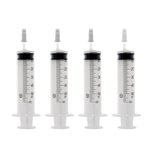 Set de 4 seringi pentru hrana animalelor Bastour, plastic, transparent/alb/negru, 13,7 x 3,1 cm, 60 ml