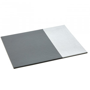 Set de 4 servete Geome, carton/poliuretan, gri/argintii, 28 x 21 cm - Img 1
