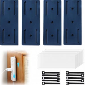 Set de 4 suporturi autoadezive pentru cutii de servetele/router Grantop, plastic, bleumarin, 10,1 x 4 cm - Img 1