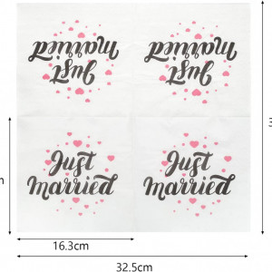 Set de 40 servetele Just Married LANMOK, hartie, alb/negru/rosu, 32,5 x 32,5 cm - Img 2