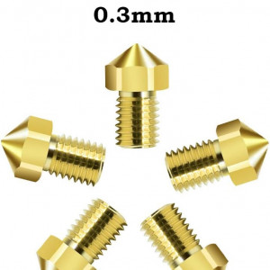 Set de 5 duze pentru imprimanta 3D Guider2S Flashforge, alama, auriu, 0,3 mm - Img 2