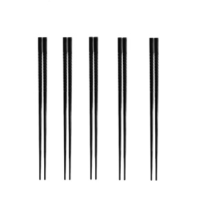 Set de 5 perechi de betisoare pentru servirea mesei Gerhannery, fibra de sticla, negru, 24 cm - Img 1