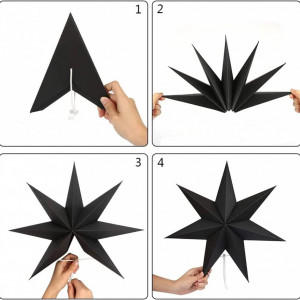 Set de 5 stele HIQE-FL, hartie, negru, 25/40 cm - Img 7