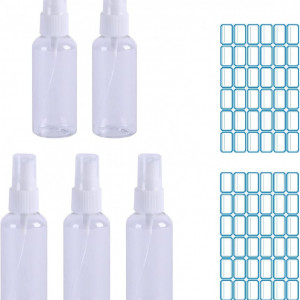 Set de 5 sticlute cu pulverizator si 36 etichete Bavooty, plastic/hartie, transparent, 92 x 22 mm