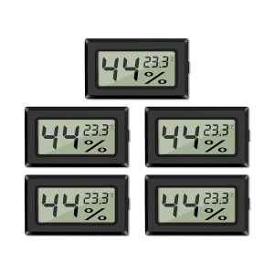 Set de 5 temometre/higrometre Difcul, plastic, negru, 4,7 x 2,9 cm