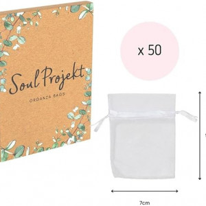 Set de 50 saculeti pentru cadouri Soul Projekt, organza, alb, 7 x 9 cm - Img 7
