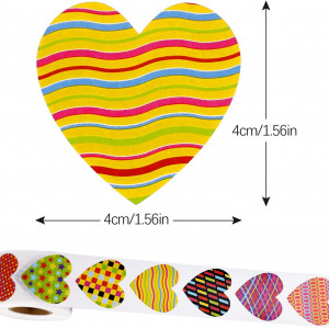 Set de 500 autocolante în formă de inimă Qpout, hartie de inalta calitate, multicolor, 4 x 4 cm - Img 2