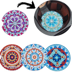 Set de 6 coastere Anzrle, lemn/acril, multicolor, 7 cm