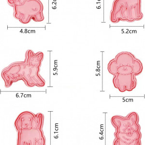 Set de 6 forme pentru biscuiti LUCTHY, model animalute, polipropilena, roz - Img 7