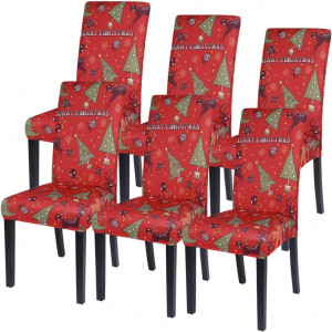 Set de 6 huse de protectie pentru scaune de Craciun Heflashor, poliester/elastan, multicolor,