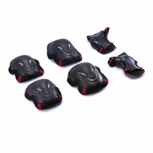 Set de 6 protectii pentru ciclism/patinaj SENLINRUI, plastic, rosu/negru, L - Img 8