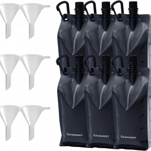 Set de 6 pungi pliabile pentru bauturi cu palnii SLHOWOW, plastic, negru, 500 ml, 21 x 9 x 4 cm - Img 1