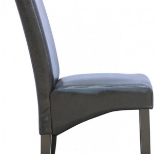 Set de 6 scaune de living Cambridge, piele sintetica neagra, picioare lemn inchis - Img 2