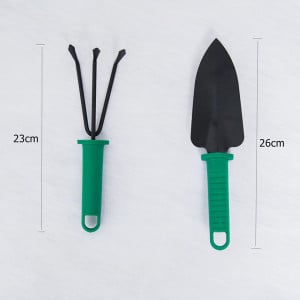 Set de 6 unelte pentru gradinarit si o geanta de depozitare KJK, plastic/metal, negru/verde