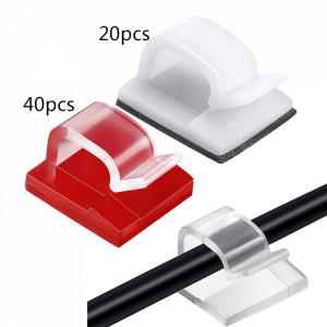Set de 60 clipsuri autoadezive pentru organizare cabluri Walsey, plastic, alb/rosu/transparent, 1,5 x 1,5 x 1 cm - Img 8